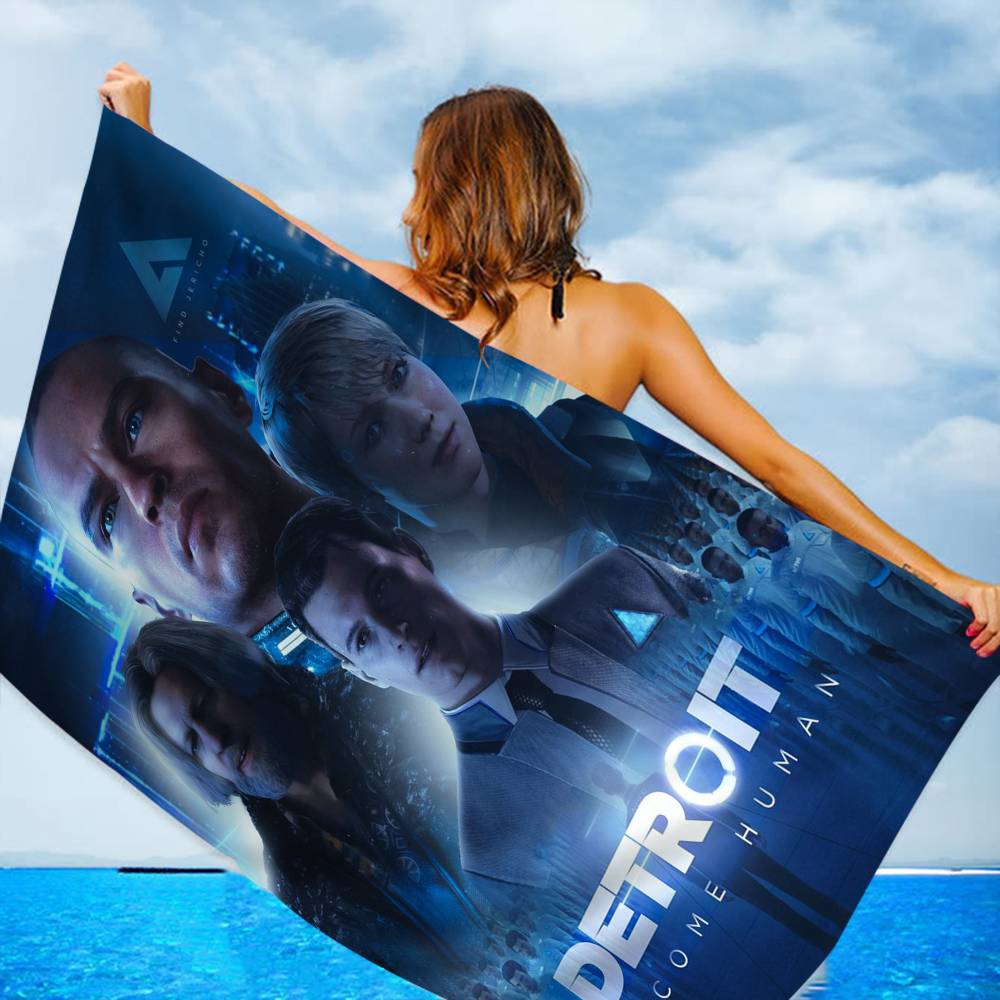 Game D-Detroit Become Human Microfiber Beach Towel Absorbent Quick Dry Soft Yoga Swimming Resort Mountain Climbing Towel