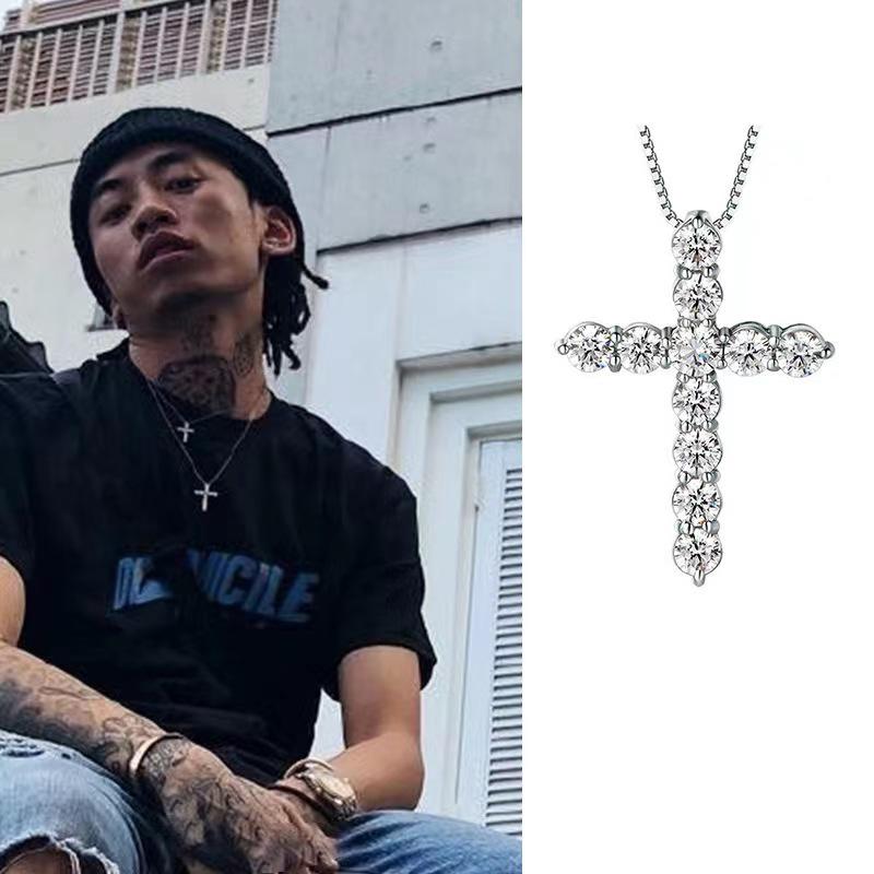 Unisex Cross Necklace with Full Diamond Pendant - Elegant and Versatile Clavicle Chain