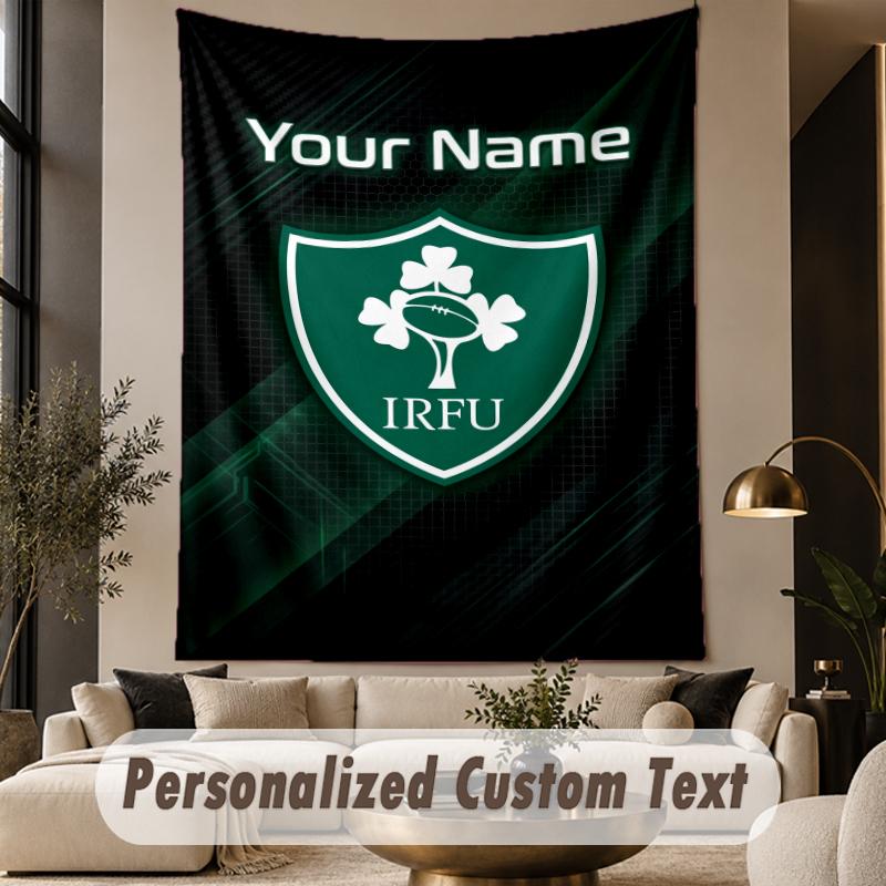 Custom Text Tapestry Ireland Rugby Print Wall Tapestry Indoor Living Room Wall Decor