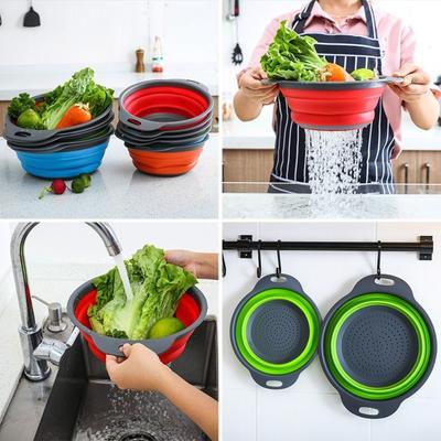 Panier Égouttoir Pliable en Silicone Dispositif d'Égouttage Passoire Pliable Multifonctionnelle Panier de Lavage Fruits et Légumes de Qualité Alimentaire