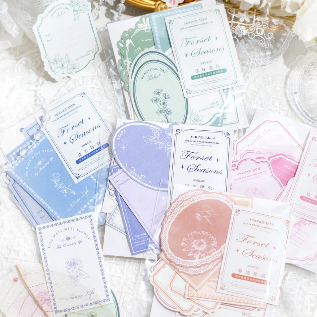 30pcs/lot Memo Pads Sticker Material Paper  Four Seasons Forest Junk Journal Scrapbooking Cards Retro  Decoration Paper