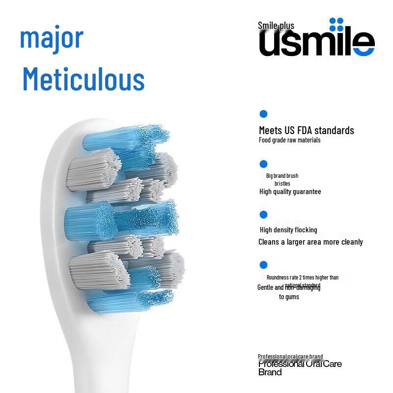 UUSMILE Soft Bristle Electric Toothbrush Replacement Heads (4-Pack) CN plug (adapter included)
