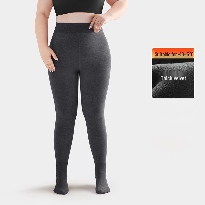 Warm Seamless High-Waisted Footed Leggings for Plus Size Women and Girls - Non-Slip Autumn/Winter