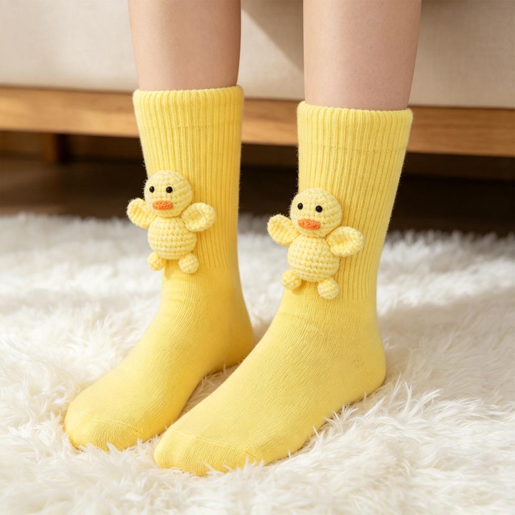3D Plush Animal Socks for Adults Cute Warm Novelty Mid Calf Socks