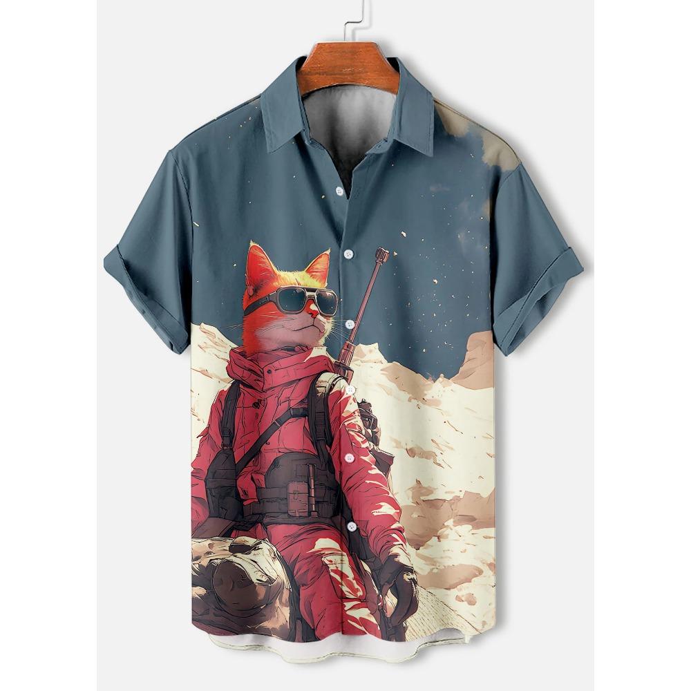 Men's Summer Short Sleeved 3D Digital Animal Printed Shirt Men's Casual Street Hip-hop Shirt Tops