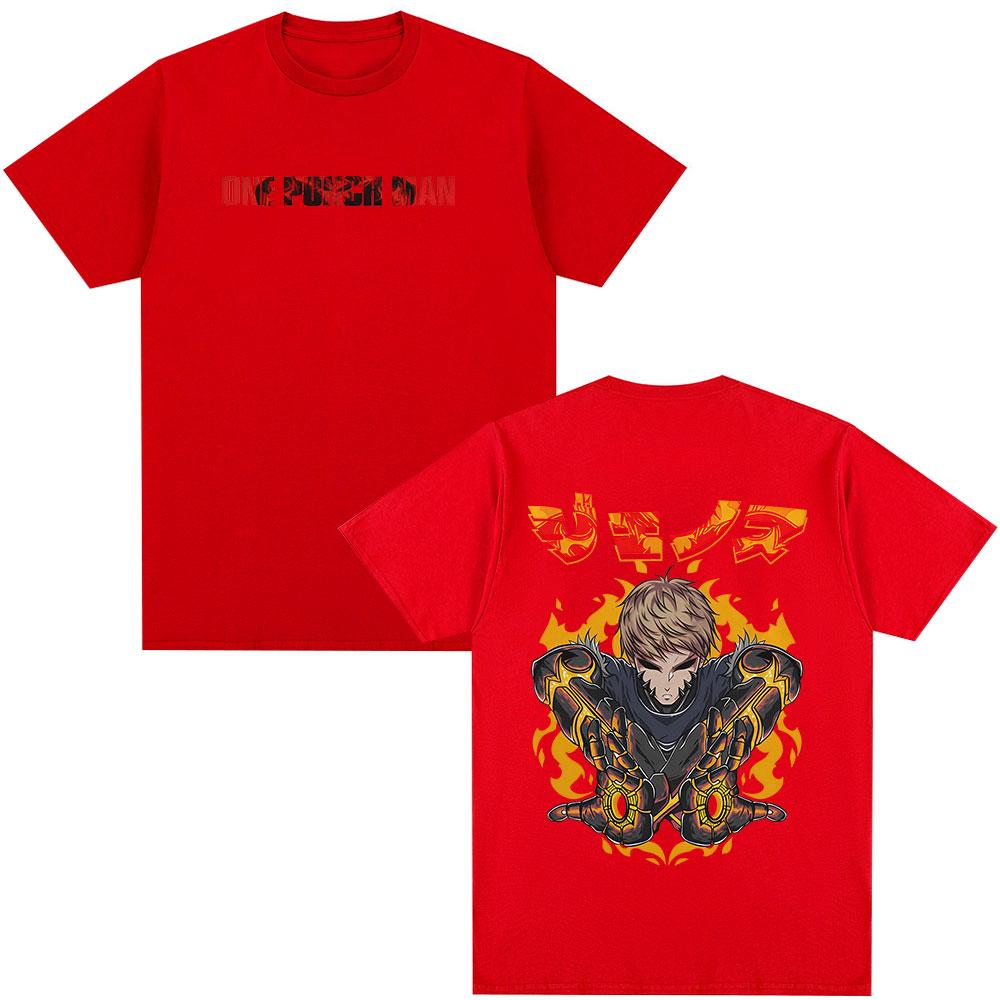 Anime One Punch Unisex Genos Saitama T-shirt Unisex Women Fashion Short Sleeve T Shirts Cotton Casual Oversized T-shirts Streetwear S