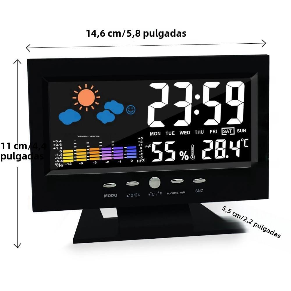 Wetterstation Digitales Temperatur-Feuchtigkeitsmessgerät Uhr Thermometer Hygrometer Kalender Temperaturtrend Alarm Komfortniveau
