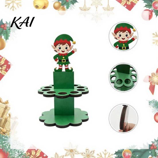 Christmas Money Holder Ornaments with 10 Holes, Snowman Santa Claus Tree Festive Desktop Decoration Wooden Cash Holder, Holiday Rack Table for