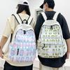 School Bag Student Printed Letter Backpack Wind Casual Simple Large Capacity Female Contrasting Color Junior High School Student Campus School Bag