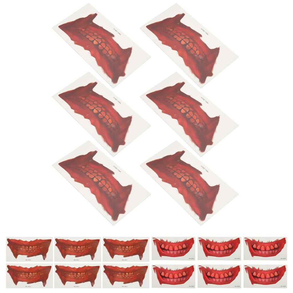 Halloween Mund Tattoo Aufkleber Horror Streich Make-up Temporäres Tattoo Papier DIY Dekoration für Christ