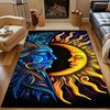 Sun and Moon Celestial Faces Patterned Carpet, Non Slip Mat Suitable for Living Room and Bedroom Sofas