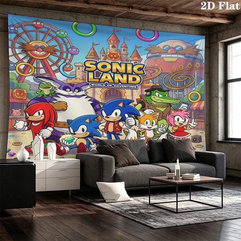 Sonic Hedgehog Wall Tapestry Aesthetic Wall Hanging Printed Fabric Blanket Decorative Tapestries For Bedroom Living Room Home Decor