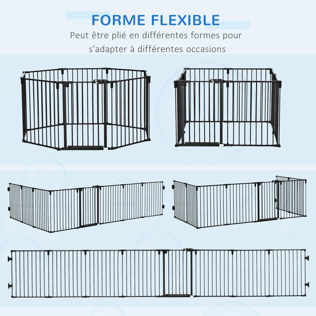 Fireplace Safety Barrier, Foldable Modular Dog Playpen Enclosure 8 Panels with Door, No Drilling