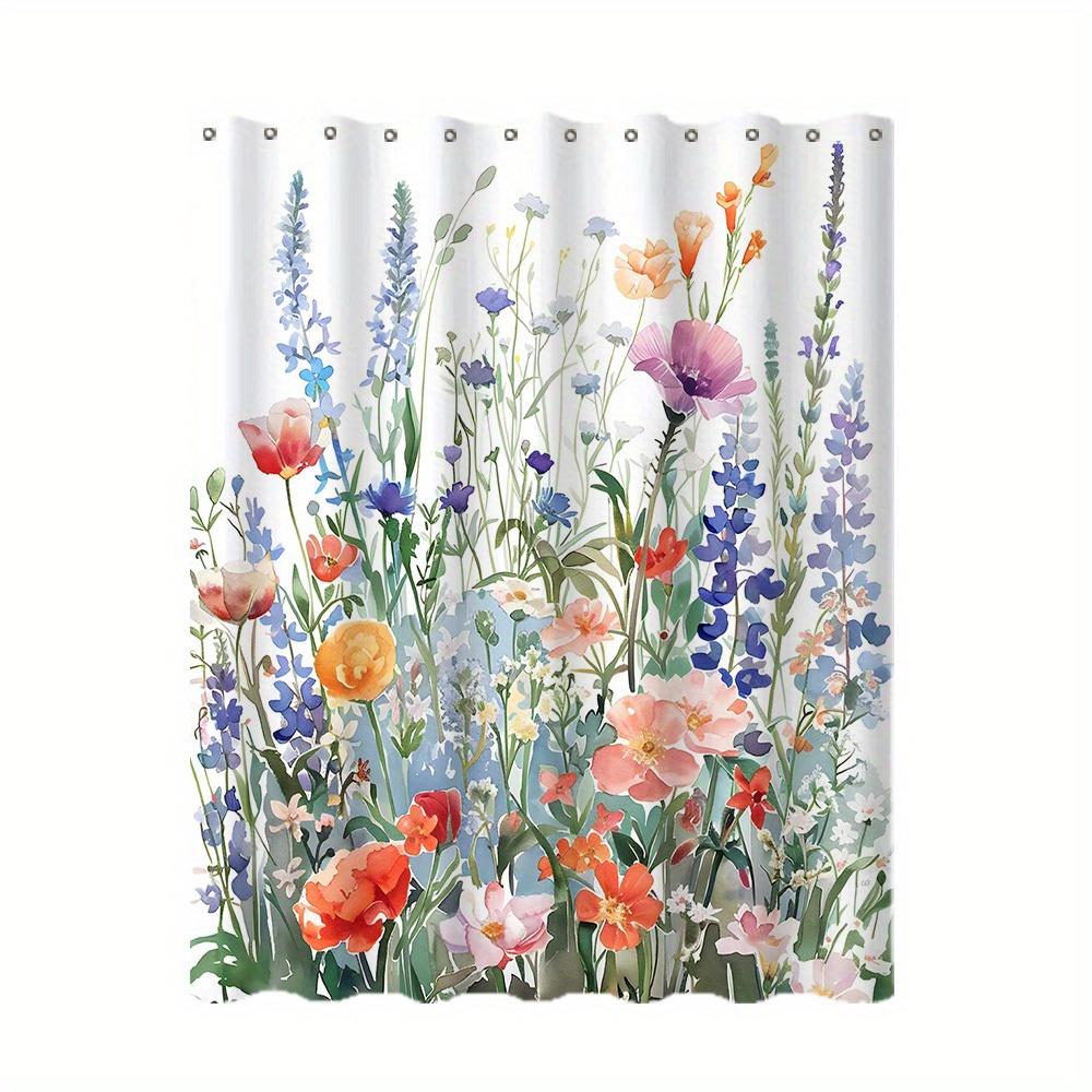 Digital Printing Spring Shower Curtain -Colorful Plant & Flower Pattern,Waterproof Polyester,Ideal For Bathroom&Toilet Partition