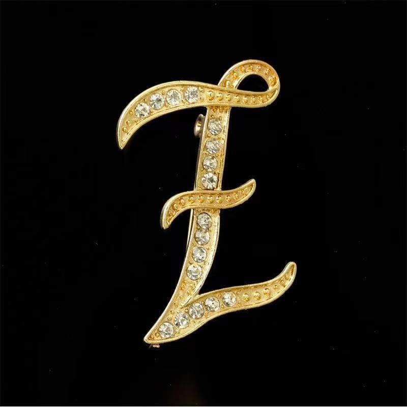 Minimalist Rhinestone Alphabet Brooch: Elegant Geometric Pin for Sweaters or Coats