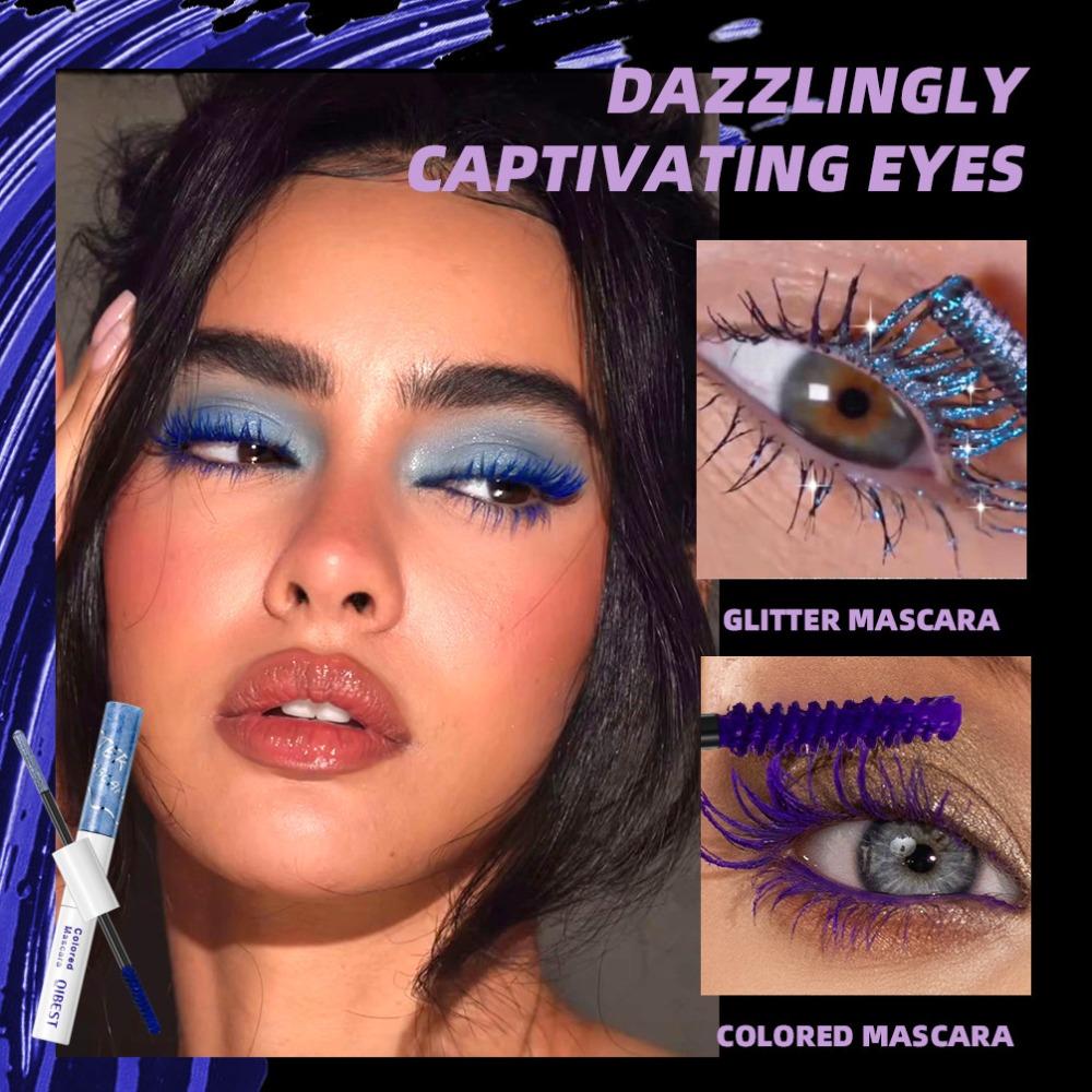 2-in-1 Doppelköpfiger Mascara Glitzer Schimmer & Matte Farbe Wasserfest Wischfest Wimpern Make-up 6 Farbtöne