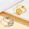 Versatile Sweet Flower Plum Blossom Open Ring for Women, 18K Gold Vacuum Plated Stainless Steel Jewelry