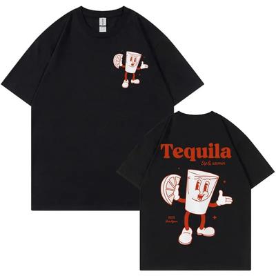 Vtipný dárek pro milovníka tequily Tričko Pánské Retro inspirované Pít Koktejl Meme Trička Módní Estetická trička Krátký rukáv
