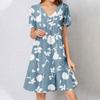 Womens Summer Dress Short Sleeve V Neck Short Dresses Fashion Casual Flowy Boho Ruffle A Line Swing Sundress
