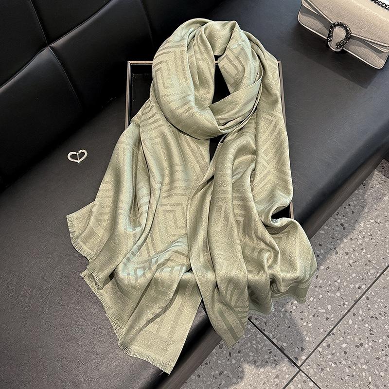 Wiosenny szal z imitacji jedwabiu Damski modny szal Wysokiej klasy elegancki szal Bawełna tencel Wszechstronny jedwabny szal