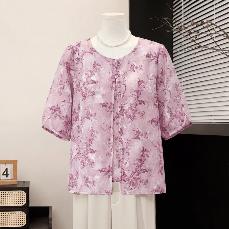 Datang Madam Retro Printed Half-Sleeve T-Shirt 4XL