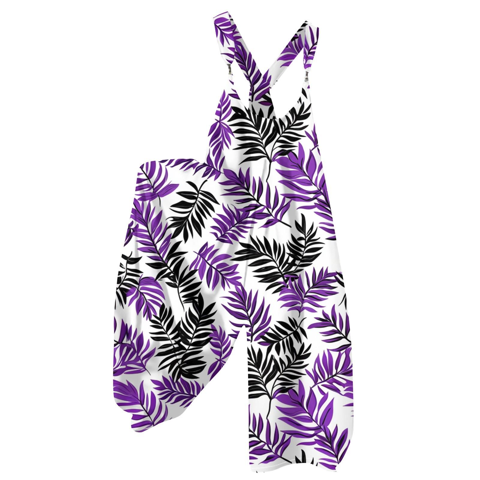 

Женский летний комбинезон с цветочным принтом в винтажном стиле (Нерегулируемые ремни) L фиолетовый