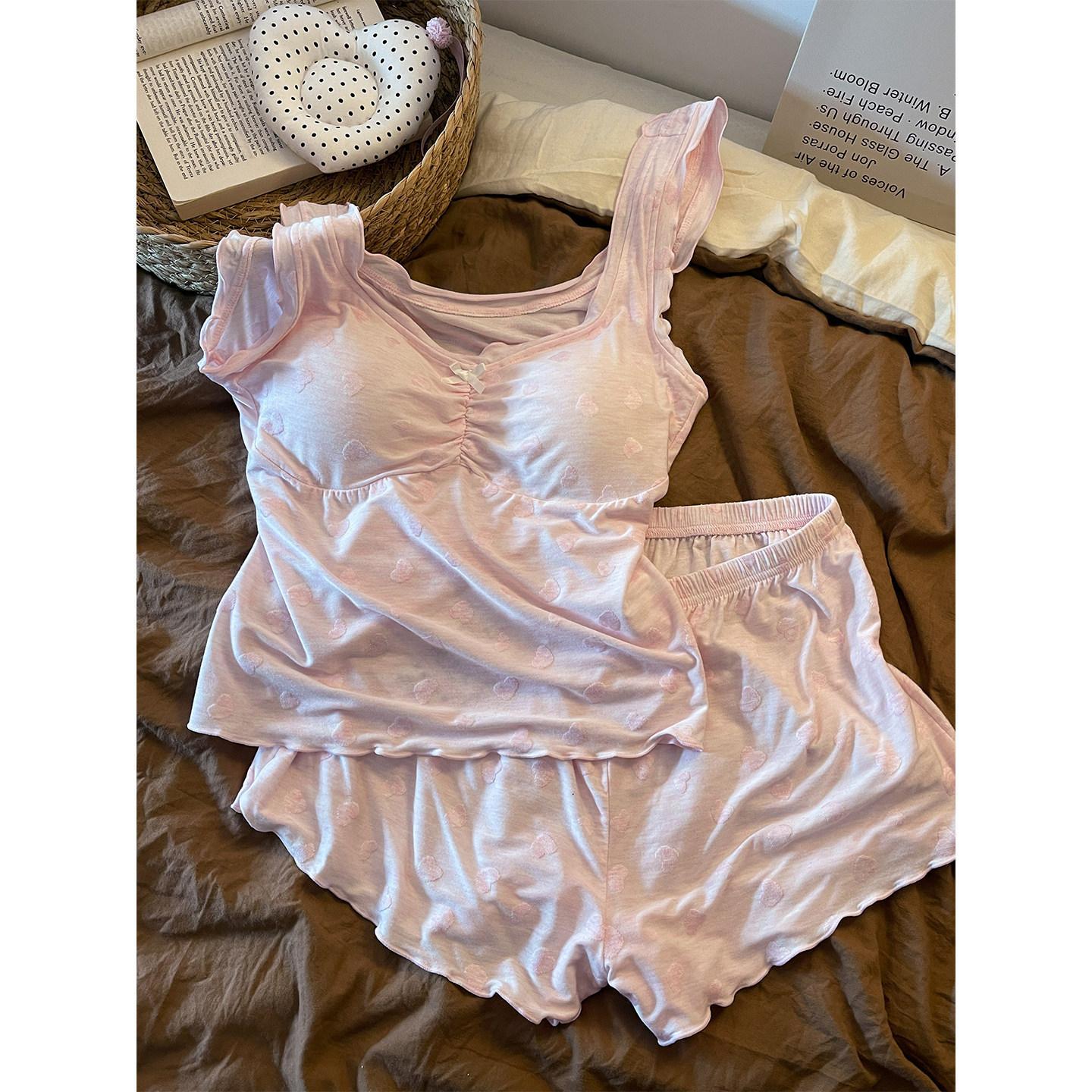 French pure desire modal with chest pad vest pajamas women s summer new suspender shorts loungewear set M