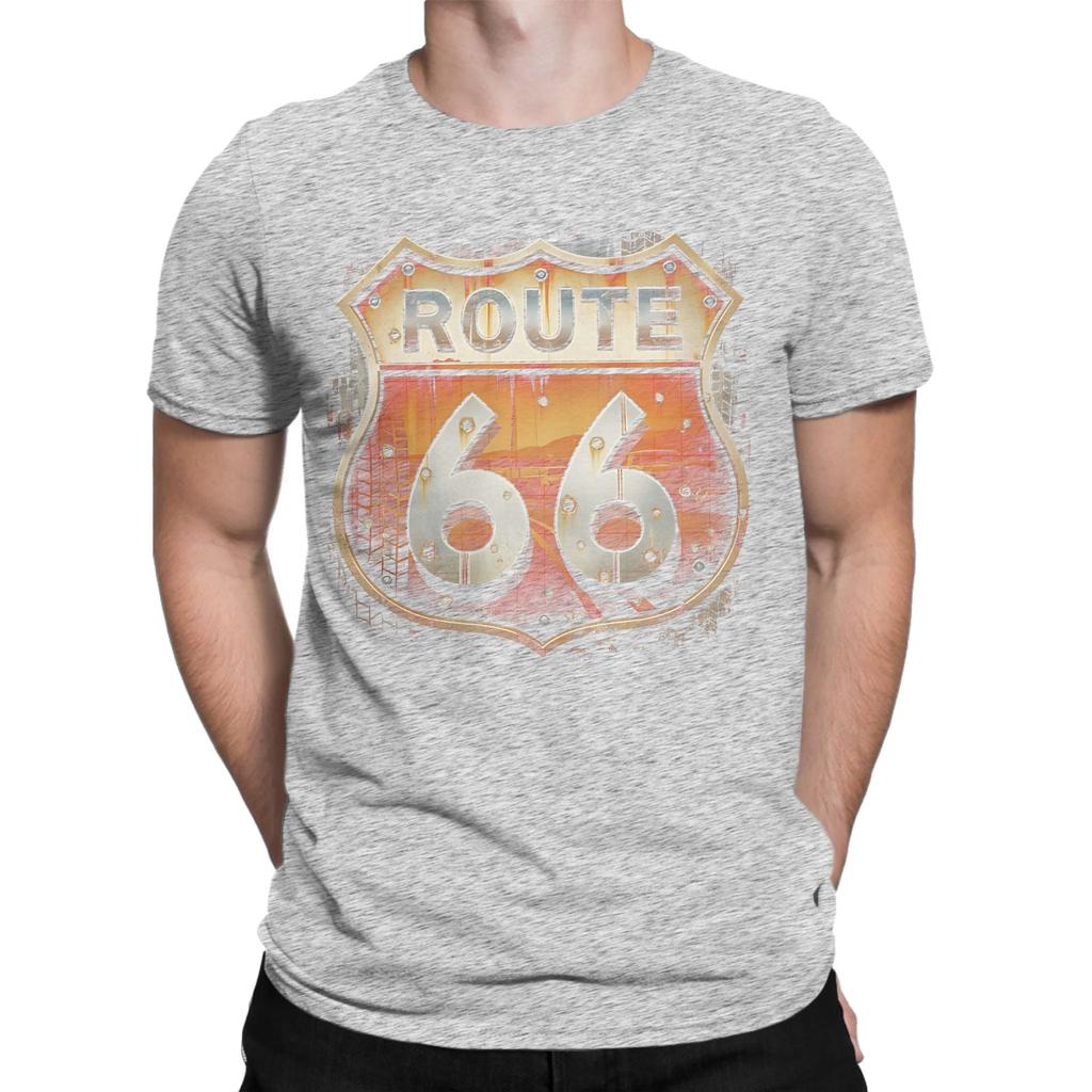 Rusted Route 66 Shield Battle Scarred Highway Legend Funny Graphic 100 Cotton Tshirt Route 66 Tops Tees For Unisex
