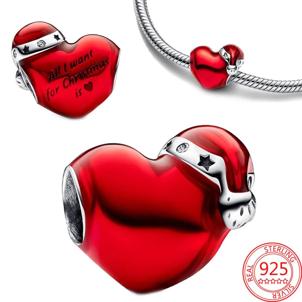 Original Christmas Car & Tree Reindeer Mouse Charm Red Love Beads Fit Bangle Make Your Own Metal Accessory Gift Elegant Fashion Beautiful Lovely