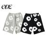 Men Casual Shorts Summer Flower Print Drawstring Elastic Waist Loose Pockets Street Style Pleated Vacation Beach Sport Homewear Short Pants