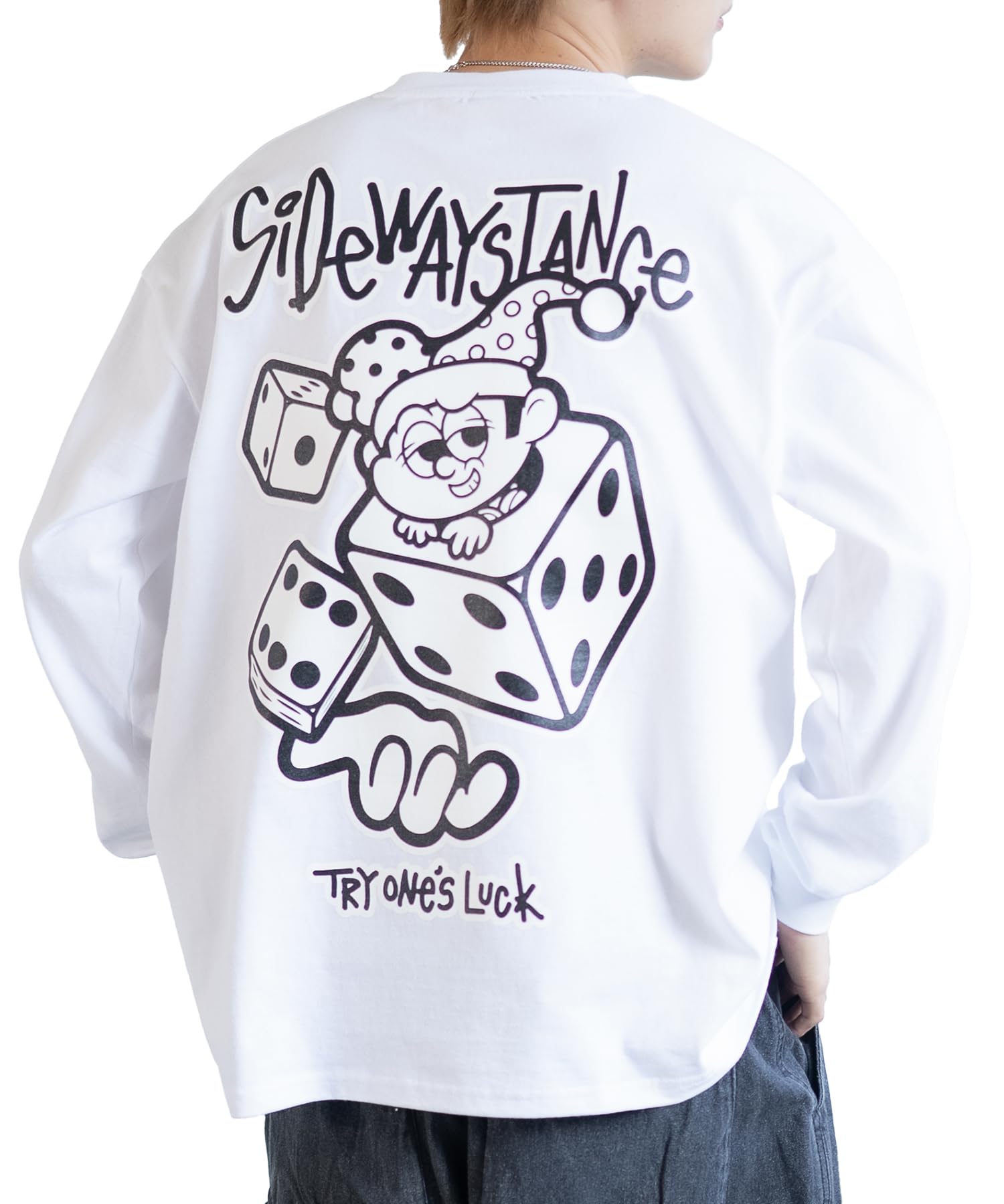 

IMPROMES Casual SIDEWAYSTANCE Dice Long Sleeve T-Shirt, Men s, White