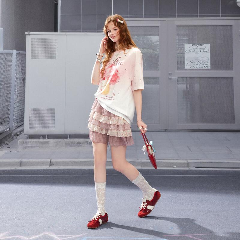 UNIFREE 2026 Summer Tie-Dye Mushroom Print Loose T-Shirt