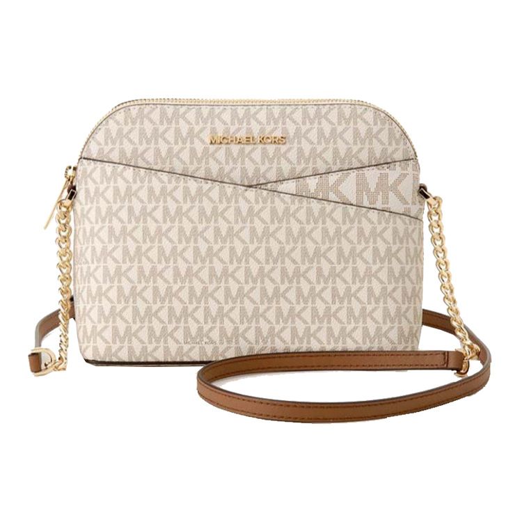 

Michael Kors Mk Jet Set Travel Simple French Chain Logo Print Shell Bag Women Shoulder Bag Vanilla-White 35F1GTVC6B-VANILLA Basic Set (Bag+Dust Bag)
