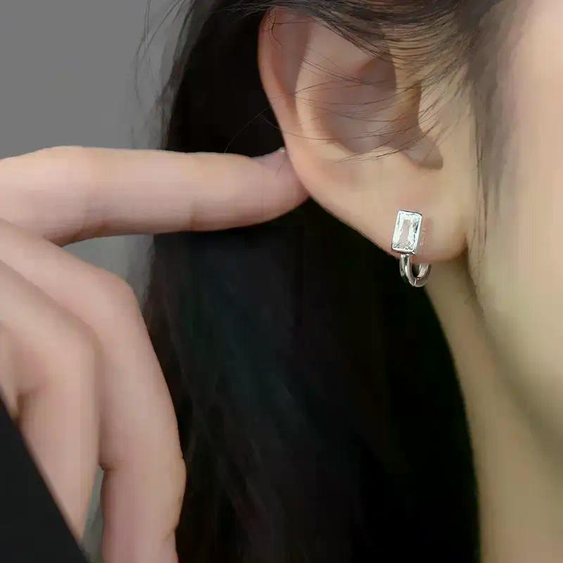 Minimalistische Geometrische Weiße Zirkon Ohrringe Für Damen Mädchen Koreanische Mode Neuer Schmuck Damen Geschenk Party