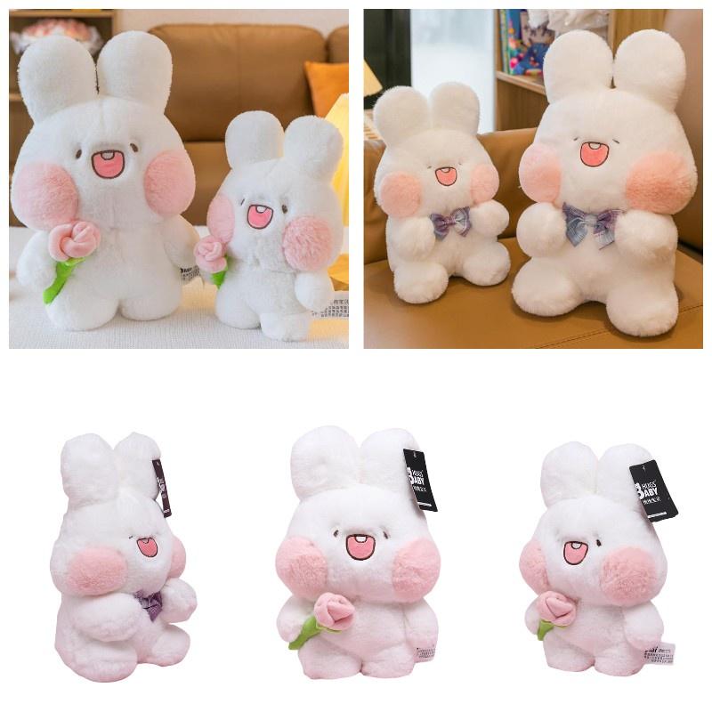 Adorable Plush Bunny Toy With Flower And Bowtie Decorations