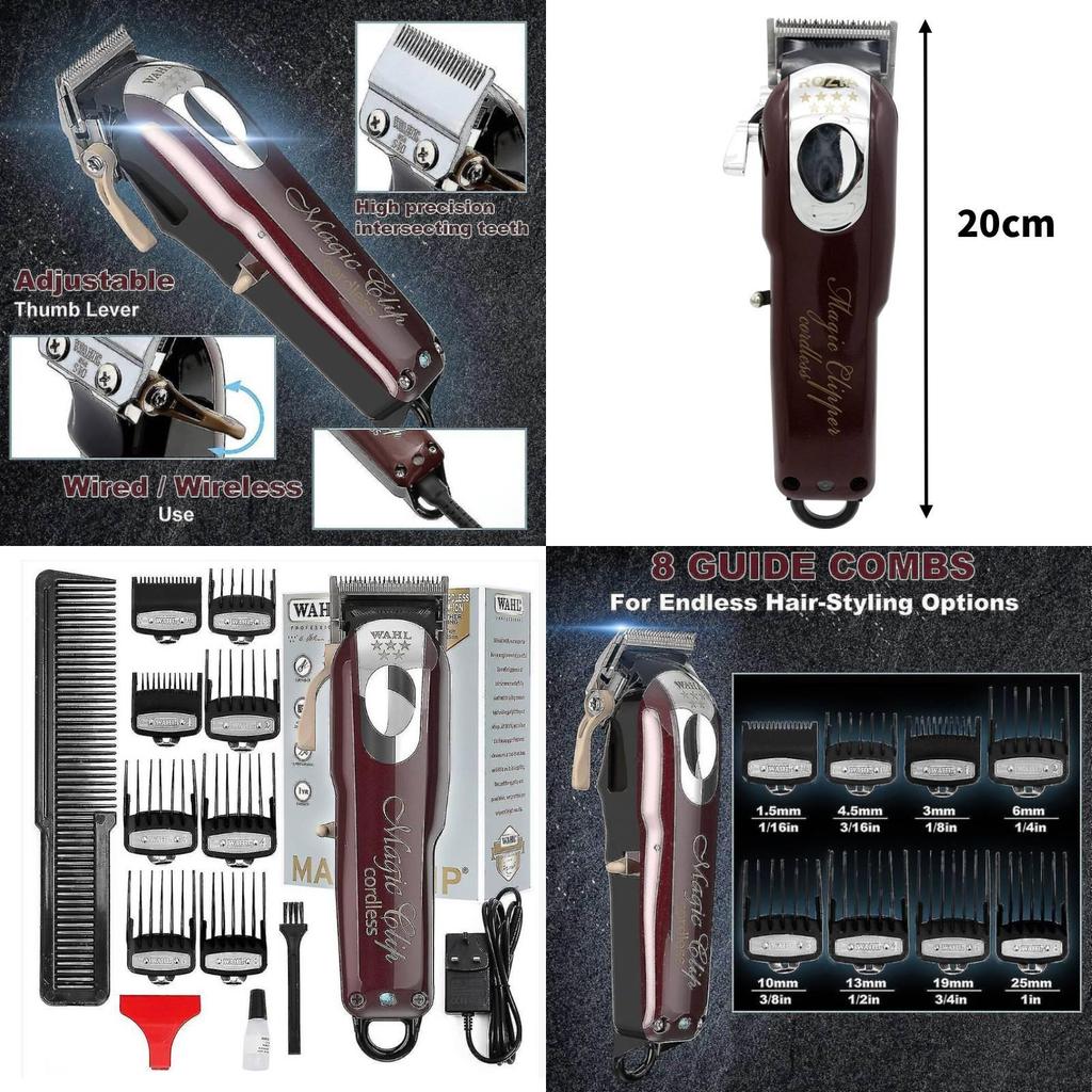 Magic Cordless Hair Clippers Trimmers Pro Lightweight Haircutting Kit Salon