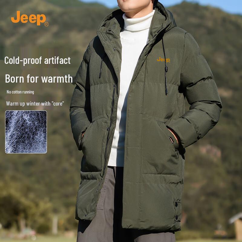 JEEP Men's Hooded Mid-Length Padded Winter Jacket