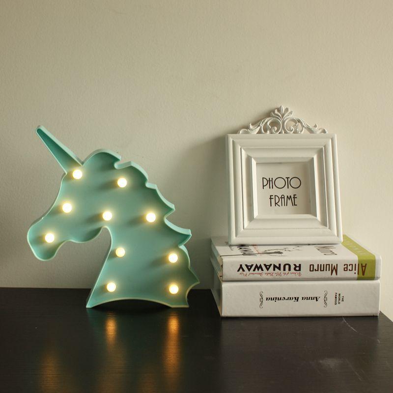 Enchanting Cute Unicorn Head Led Table Lamp Night Light Great For Kids Bedroom Decor