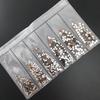 6-Grid Flat-Back Nail Art Rhinestone Set (1440pcs) - Mixed AB & Clear Glass Rhinestones Nail Decorations