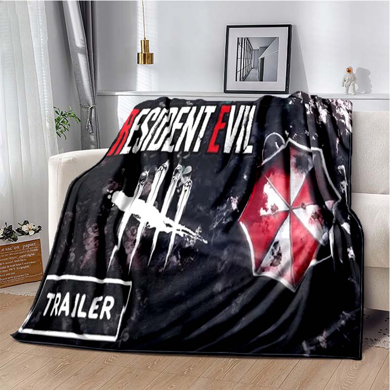 R-Resident Evil Game Gamer Soft Plush Blanket Leon Ada Red Umbrella Blanket for Living Room Bedroom Bed Sofa Picnic Office Cover
