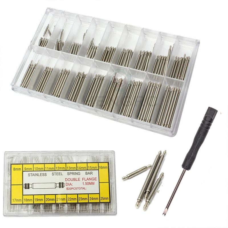 270pcs/set Strainless Steel Spring Bars 8mm - 25mm Watchband Strap Belt Repair Tools Pin Watch Accessories