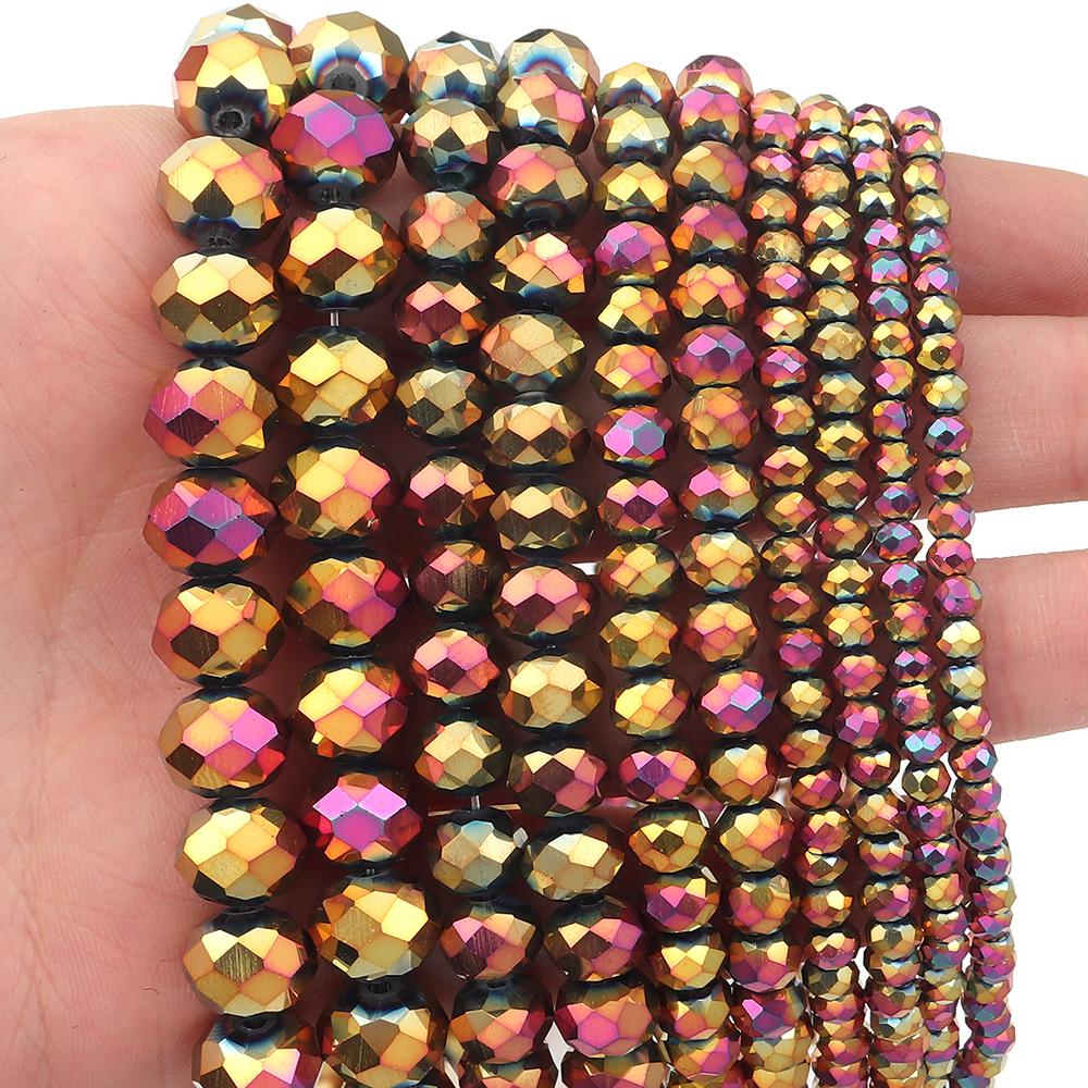 3 4 6 8 10mm Faceted Crystal Beads Red Colorful Glass Loose Spacer Beads For Jewelry Making DIY Bracelet Necklace Accessories