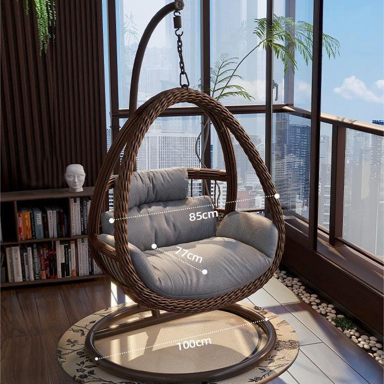 Indoor/Outdoor Rattan Hanging Basket Chair: Rocking Double Swing & Lazy Hammock