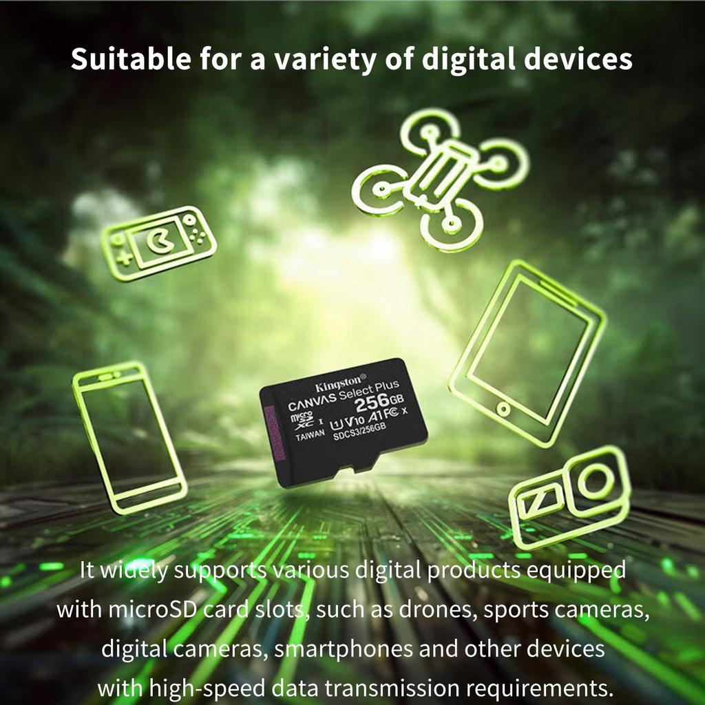 Kingston 128GB Micro SD TF Card Memory Cards 64GB 256GB 512GB microSDXC Card Up To 150MB/s A1 Class 10 UHS-I U1 V10 A2 For Phone Drones Camera GoPro
