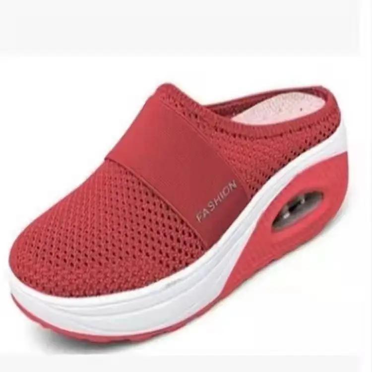 Scarpe da passeggio da donna slip-on con cuscino d'aria Scarpe da donna ortopediche per diabetici con plateau Pantofole leggere in rete Sneaker da donna con zeppa