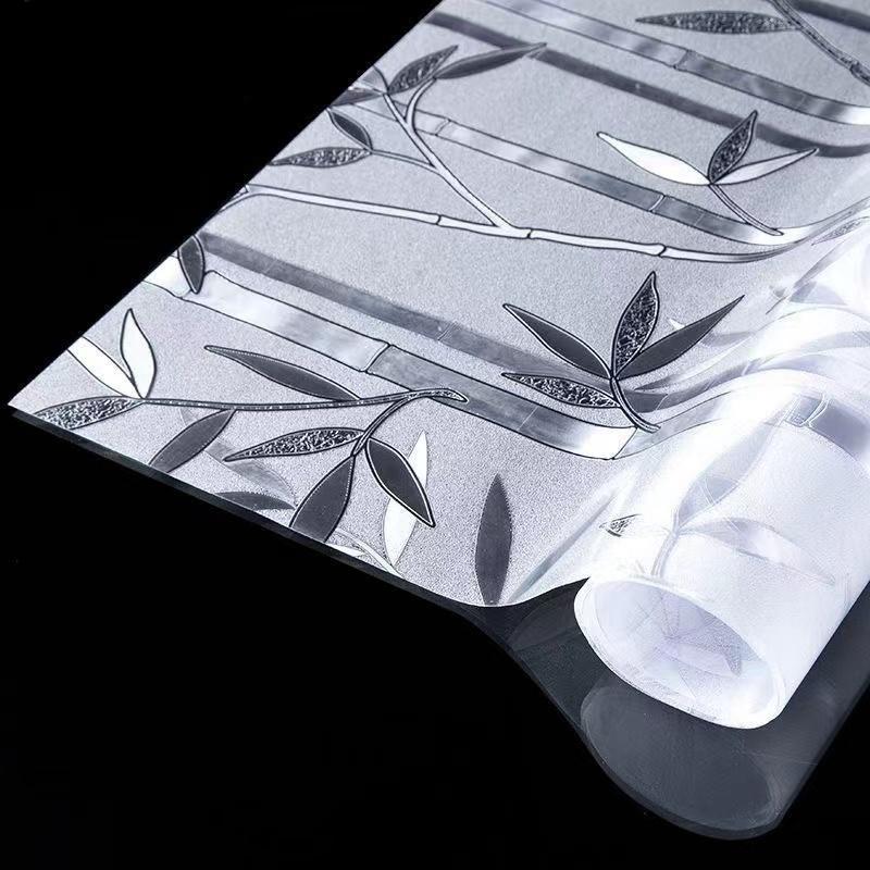 Film Verre Motif Bambou Adhésif Électrostatique Sans Colle Dépoli Autocollant Verre Salle de Bain Toilettes Film Fenêtre Décoration Bureau Transmettant la Lumière Opaque