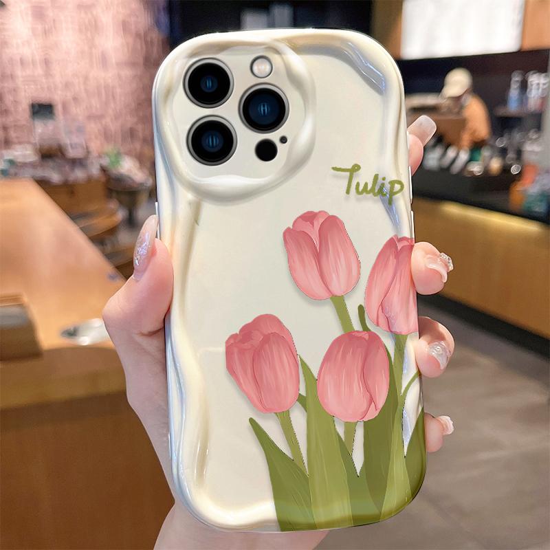 

New Chinese Style Pearl Colored Lotus Flowers Wavy Phone Case For iPhone 17 Air 16 15 14 Plus 13 12 Mini 11 Pro Max X XR Cover iPhone Air