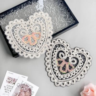 Fashion Heart-Shaped Cotton Thread Woven Retro Hollow Lace Handmade Diy Clothing T-Shirt Top Sweater Cloth Sticker Decoration