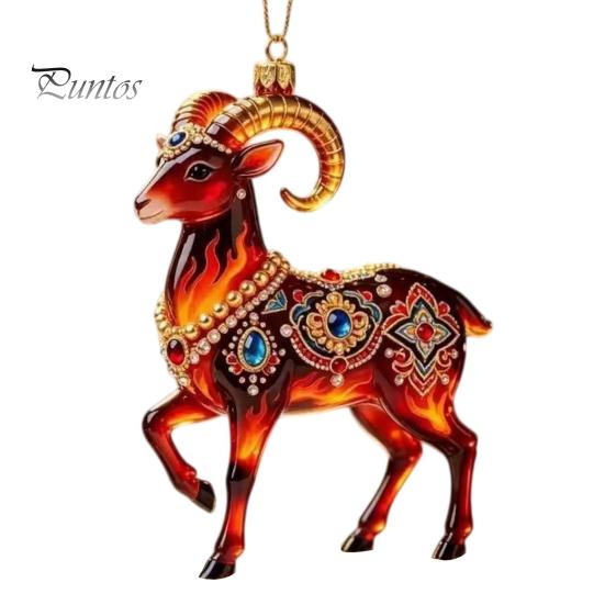 Festive Atmosphere Supplies 2PCS Christmas Goat Hanging Ornaments, Decorative 2D Acrylic Tree Ornament for Restaurant Pendants, Lightweight Ornaments