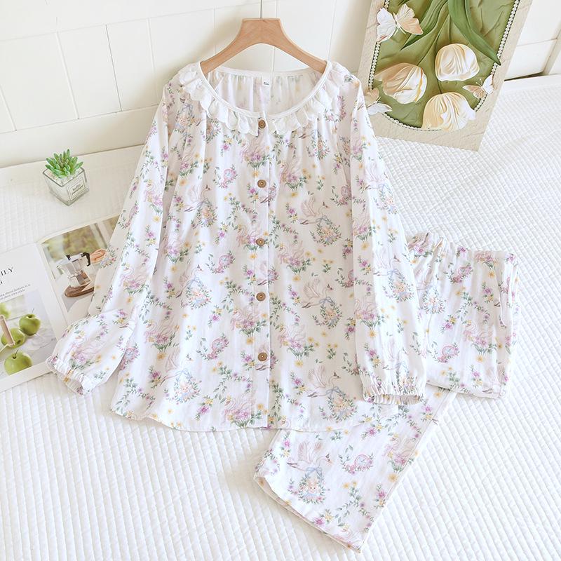 Gepolstertes Umstands- und Stillset aus Bambusfaser mit langärmeligem bedrucktem Oberteil